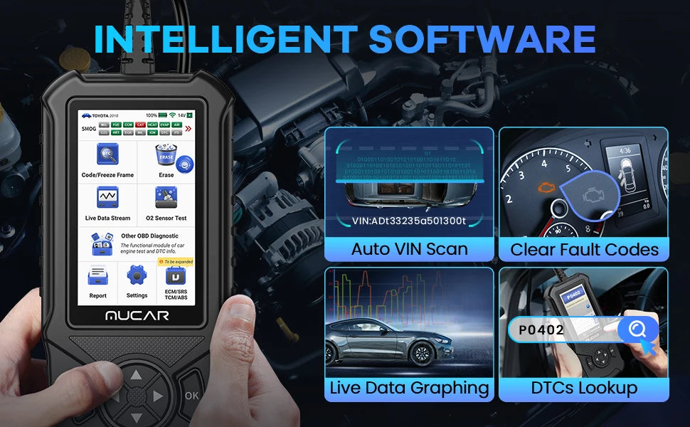 MUCAR CDE900/CDE900 PRO OBD2 Auto Diagnostic Tool car Scanner Tools full system 28 reset Code Reader Scan Tool 2+32G WIFI Update