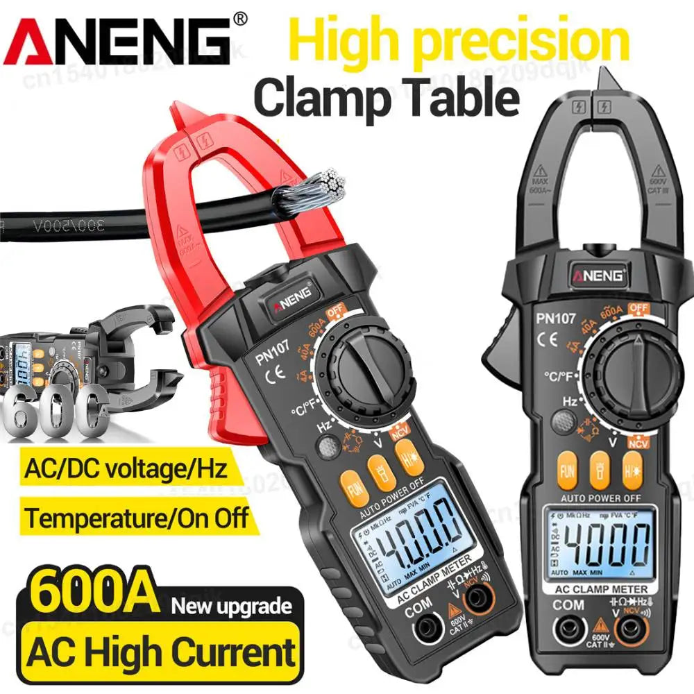 ANENG PN107 Digital Clamp Meter Multimeter Professional 600A AC Current Tester Ammeter Voltmeter with Temperature Frequency Tool