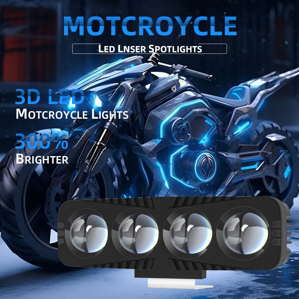 Motorcycle Headlight Additional Spotlights Dual Color 4 Lens Led Motorbike LED Fog Lamp Scooter SUV ATV Motorcycle Running Lamp