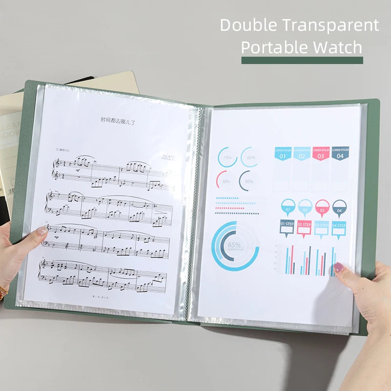 KOBEST 20/30/40/60 Pages A4 Side Transparent Thickening Folder High Quality Multi-layer File Cover Office School Supplies