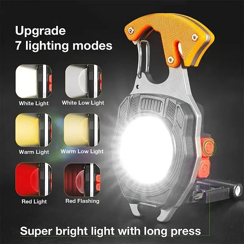 Mini COB Work Lights LED Flashlight Keychain Outdoor Camping Fishing Climbing Multifunction Portable Magnetic Torch USB Charging