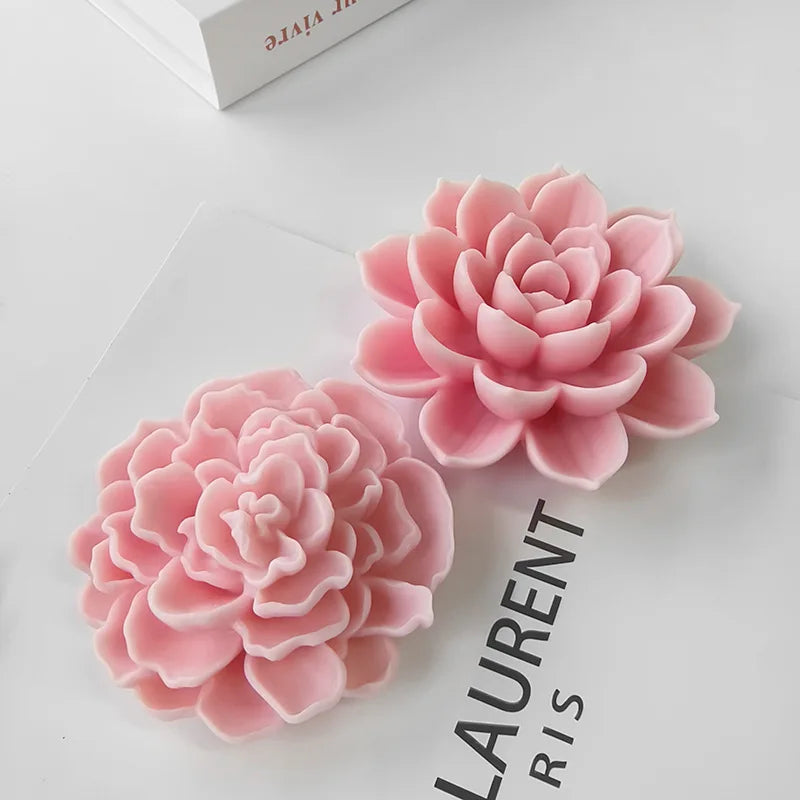 Silicone 3D Candle Molds DIY Lotus Flower Handmade Gifts Candle Soap Making Tools De Silicona Para Velas форма для свечей