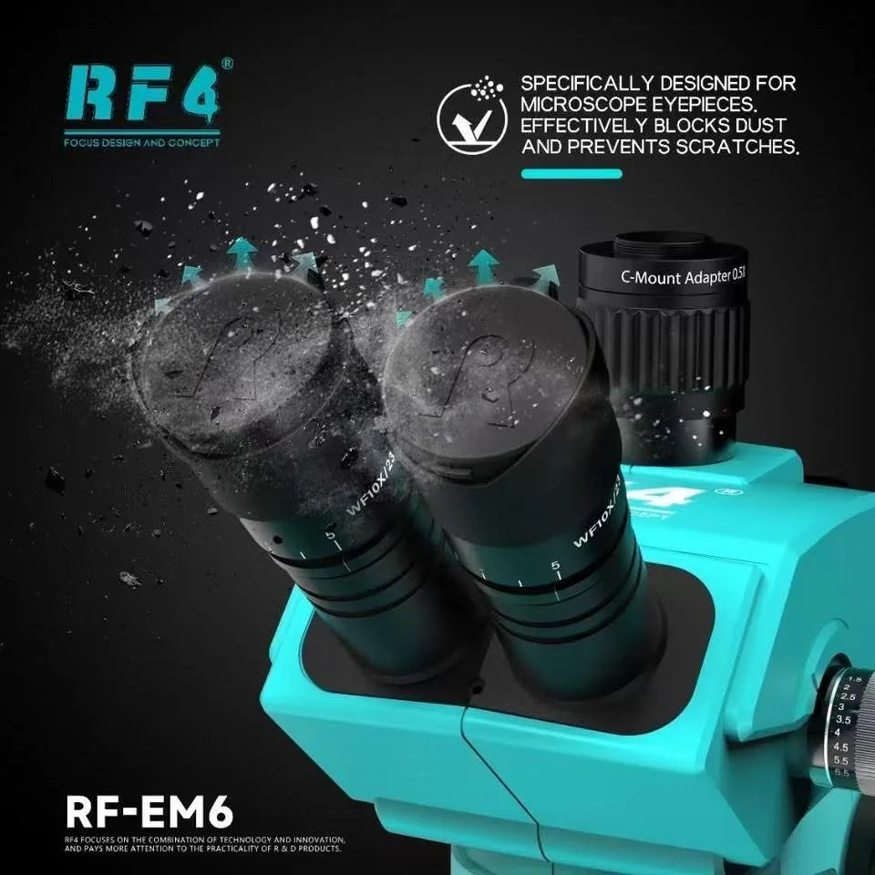 RF4 CX71R New Focus Trinocular Stereo Microscope 6.5x-65x 30°C Ergonomic Design 10X/23MM Eyepice for Phone Soldering PCB Repair