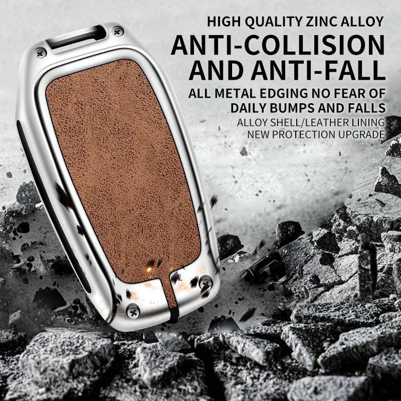 New Zinc Alloy Leather Car Key Case Cover Shell For Toyota CHR Hilux Fortuner Land Cruiser 200 Camry Corolla Crown RAV4 Highland