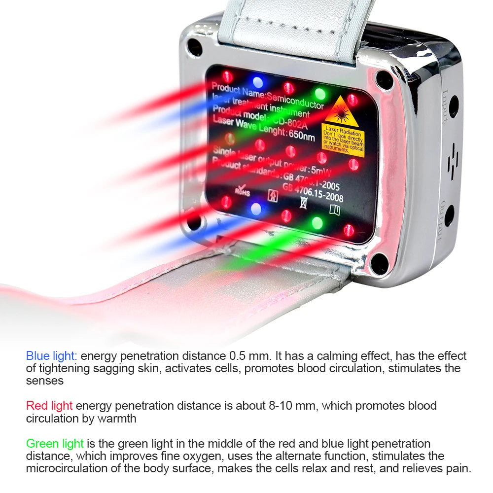 15 Laser 650nm Laser Therapy Wrist Watch LLLT for Diabetes Hypertension Cholesterol Treatment Laser Rhinitis Physiotherapy