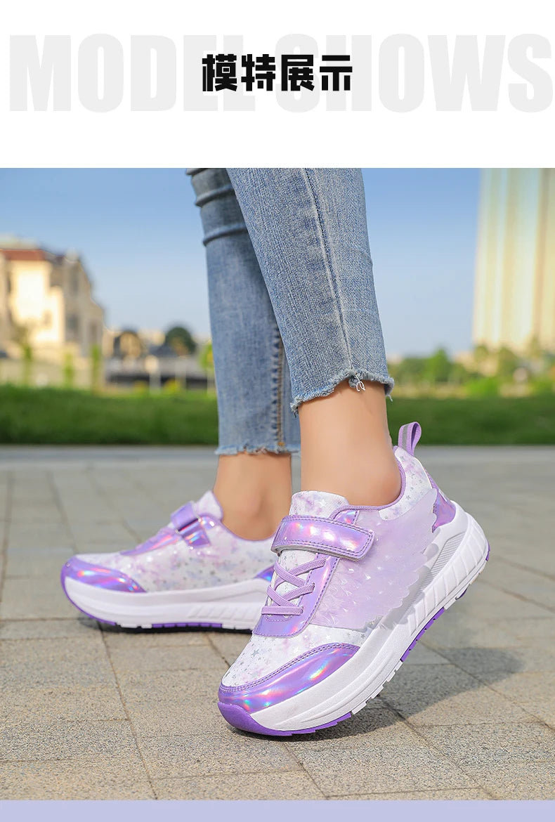 Kids Roller Skate Shoes Snickers With 4-Wheels Children Rollerskates Fashion Outdoor Sports Shoes Girls Boys Gifts