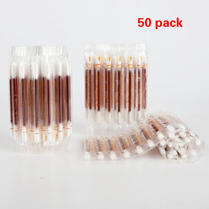 50PCS/Lot Medical Alcohol Disposable Emergency Cotton Stick Iodine Disinfected Swab First Aid For Children Adults Baby