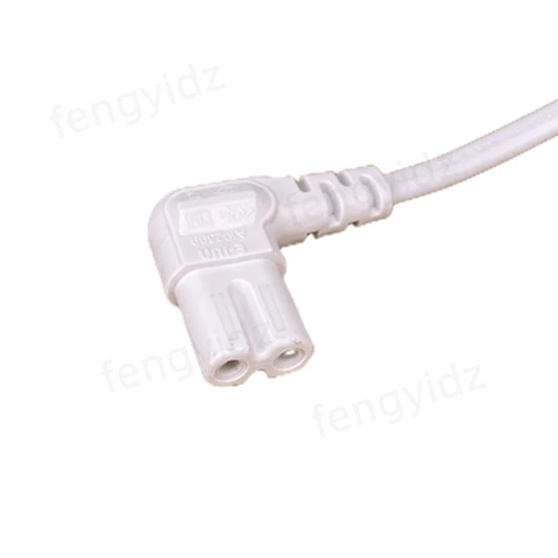 White EU Euporean 2 Prong Plug to IEC320 C7 Figure 8 Angle Adapter Power Extension Cable Cord for Samsung Philips Sony LED TV