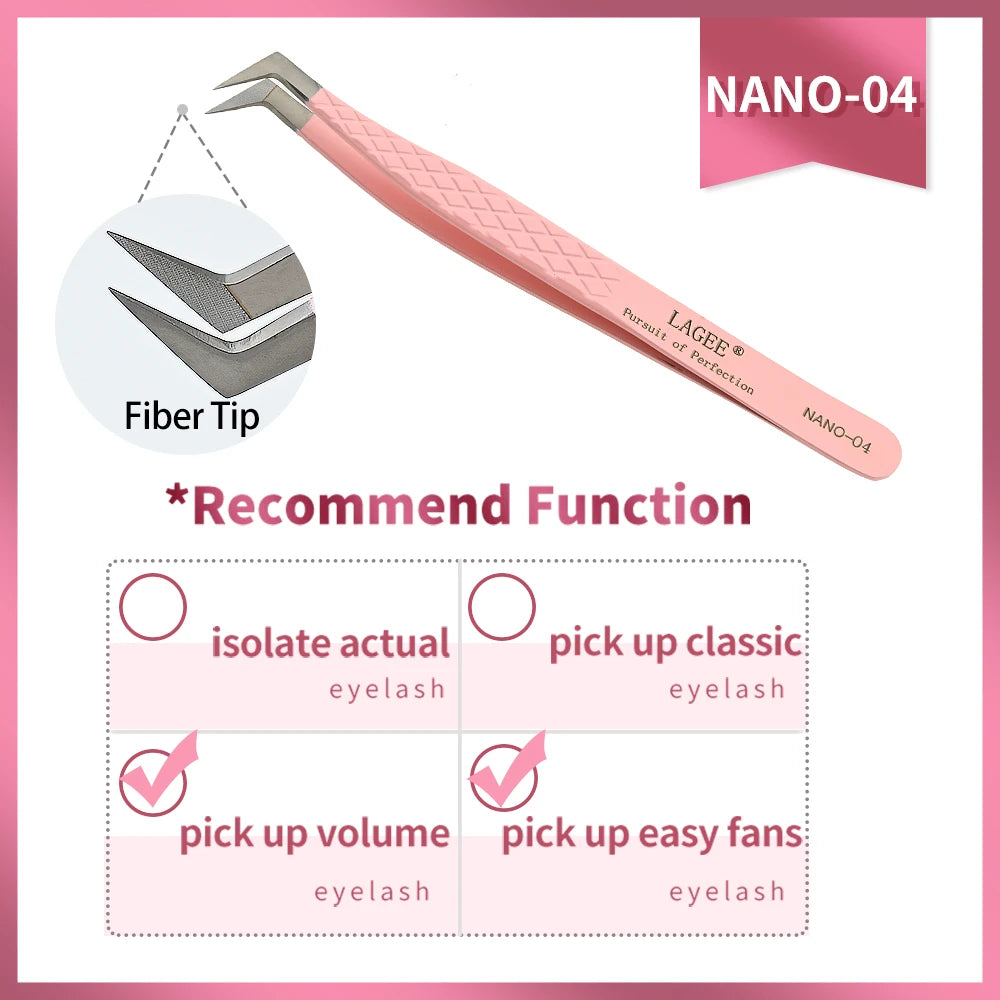 LAGEE Fiber Tip Eyelash Extension Tweezer Volume Isolation Precise Lash Tweezers Nano Technology Eyebrow from Nagaraku Makeup