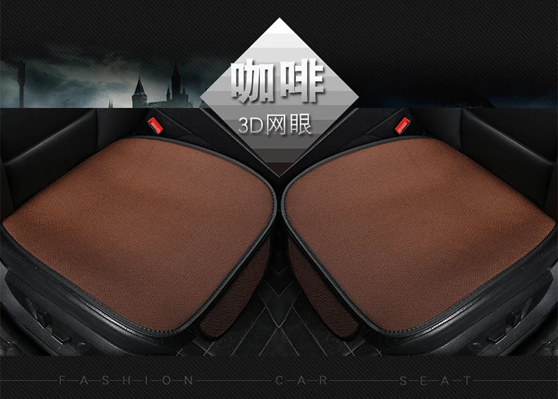 3pcs/set Car Seat Cover Cushion Ventilated Breathable Comfortable Front Back Rear Seat Protector Pad Mat Anti-skid With Pocket