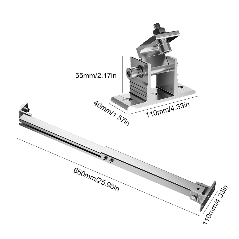 Solar Panel Foot Mount Adjustable Solar Panel Tilt Mount Bracket Aluminum Alloy Solar Panel Mount Support Kit For RV Roof Boat