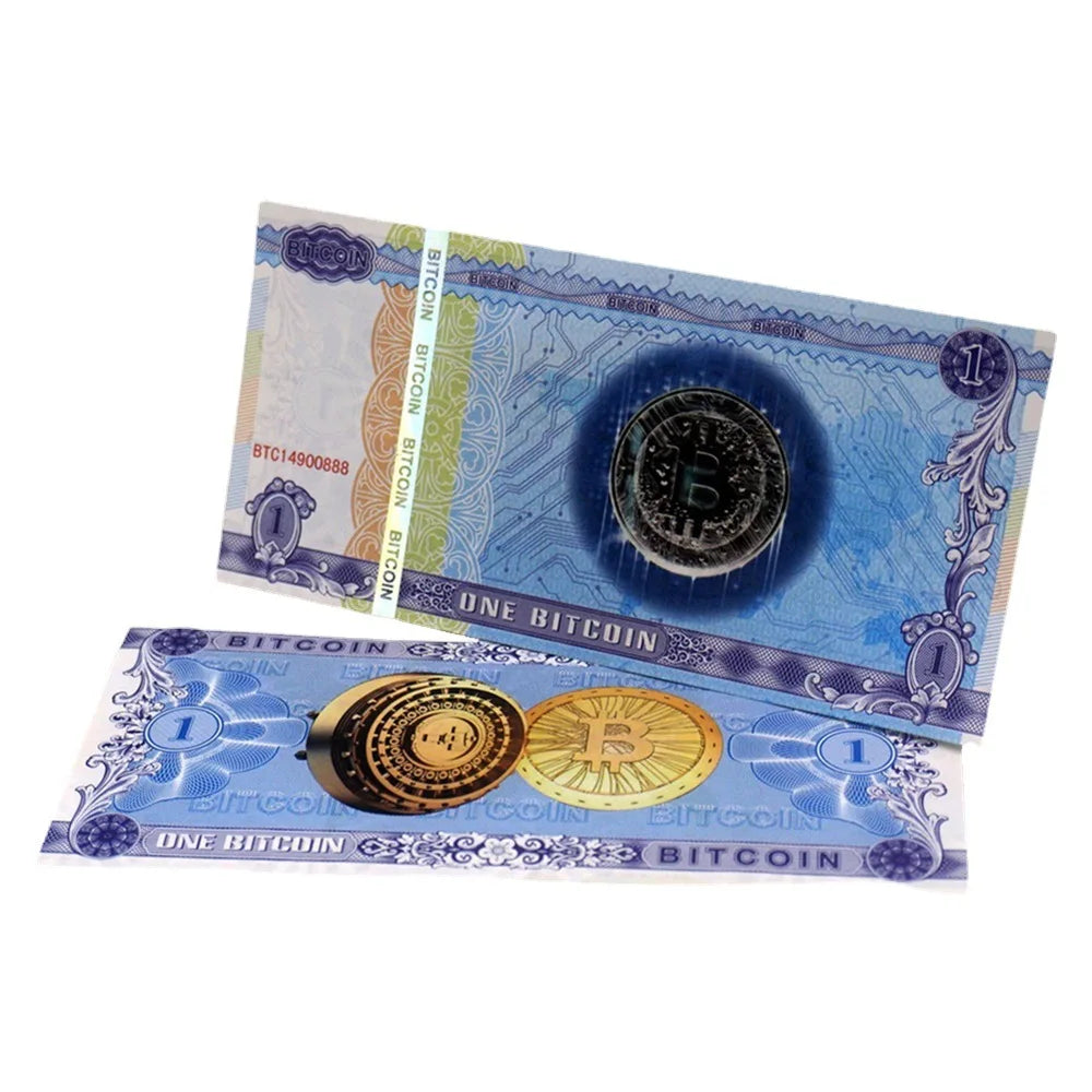 5/10 Pcs Copy One Bitcoin Money Not Currency Paper Banknotes Anti-Fake 1 BTC Bills Collectibles