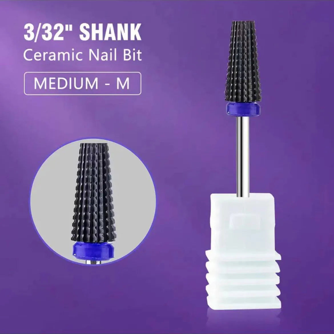 Black 5 in 1 Ceramic Nail Drill Bit For Electric Drill Machine 3/32" Shank Milling Cutter Fast Remove Acrylic Or Hard Gel