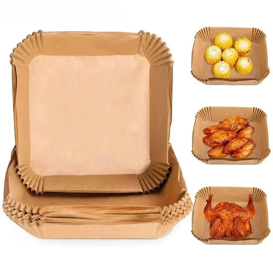 50/100pcs Air Fryer Grease Absorbent For Household Baking Pans With Thickened Silicone Paper Pads