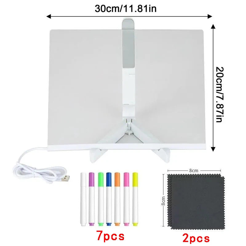 LED Note Night Light Board With Colorful 7 Pens DIY Acrylic Message Board Children‘s Drawing Board For Kids Birthday Gifts