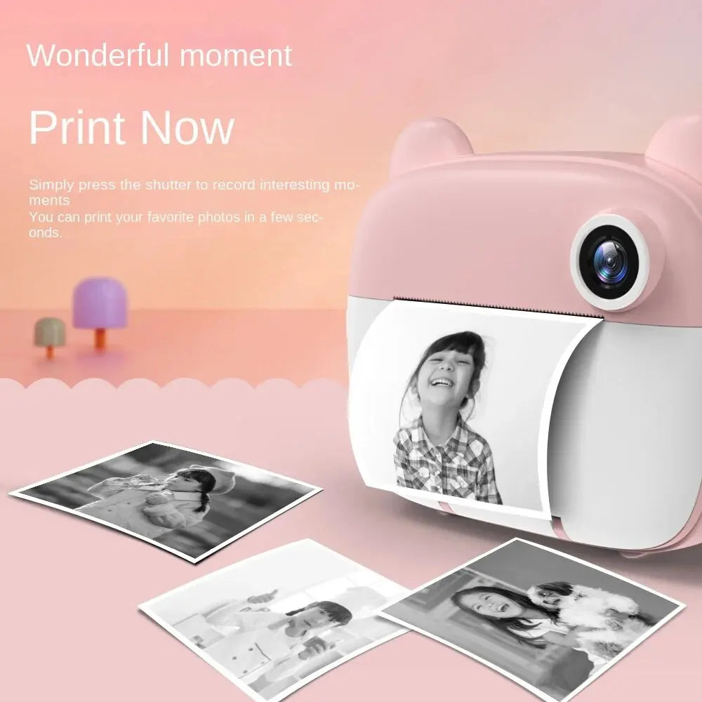 Children's Camera LCD Screen 2.4 Inches Supports 32G Memory Battery Life 1000 MAh Instant Printing Camera Supports Video Games