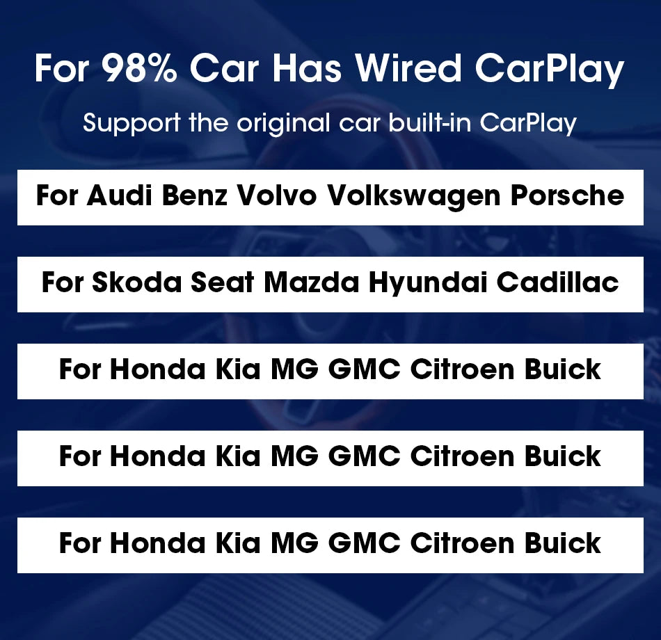 JMCQ 2024 Hot Wireless CarPlay Box Android Auto Adapt For Wired CarPlay Display To Wireless Smart Box Linux System OEM Upgrade