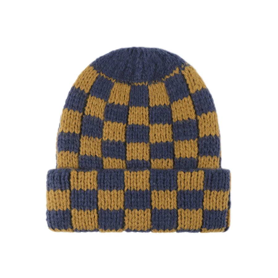 Luxury Brand Chessboard Plaid Knitted Hat Women Winter New Big Size Hat Warm Beanies Skullies Green Red Xmas Christmas Hat
