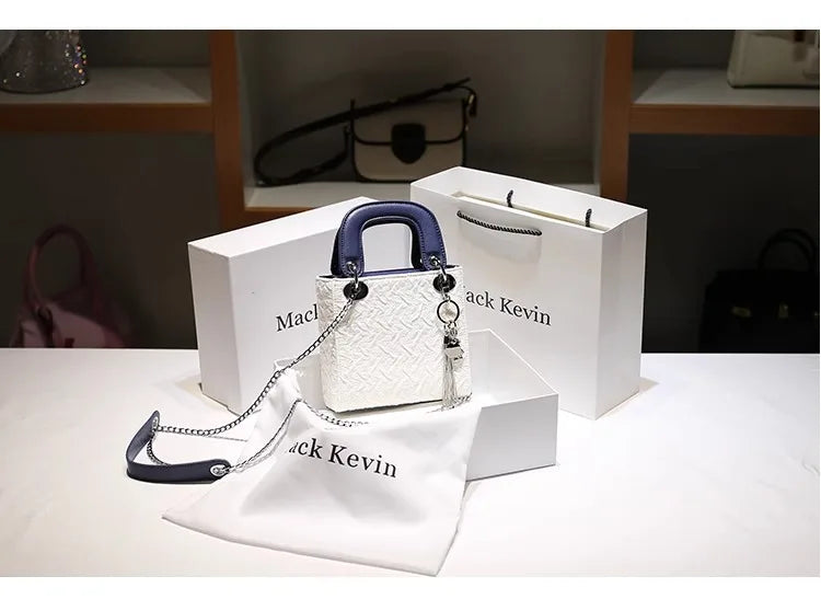 2024 New Fashion and Popular Handheld Square Bag with Contrast Color Women's Beautiful and Luxury Shoulder Bag with Decoration