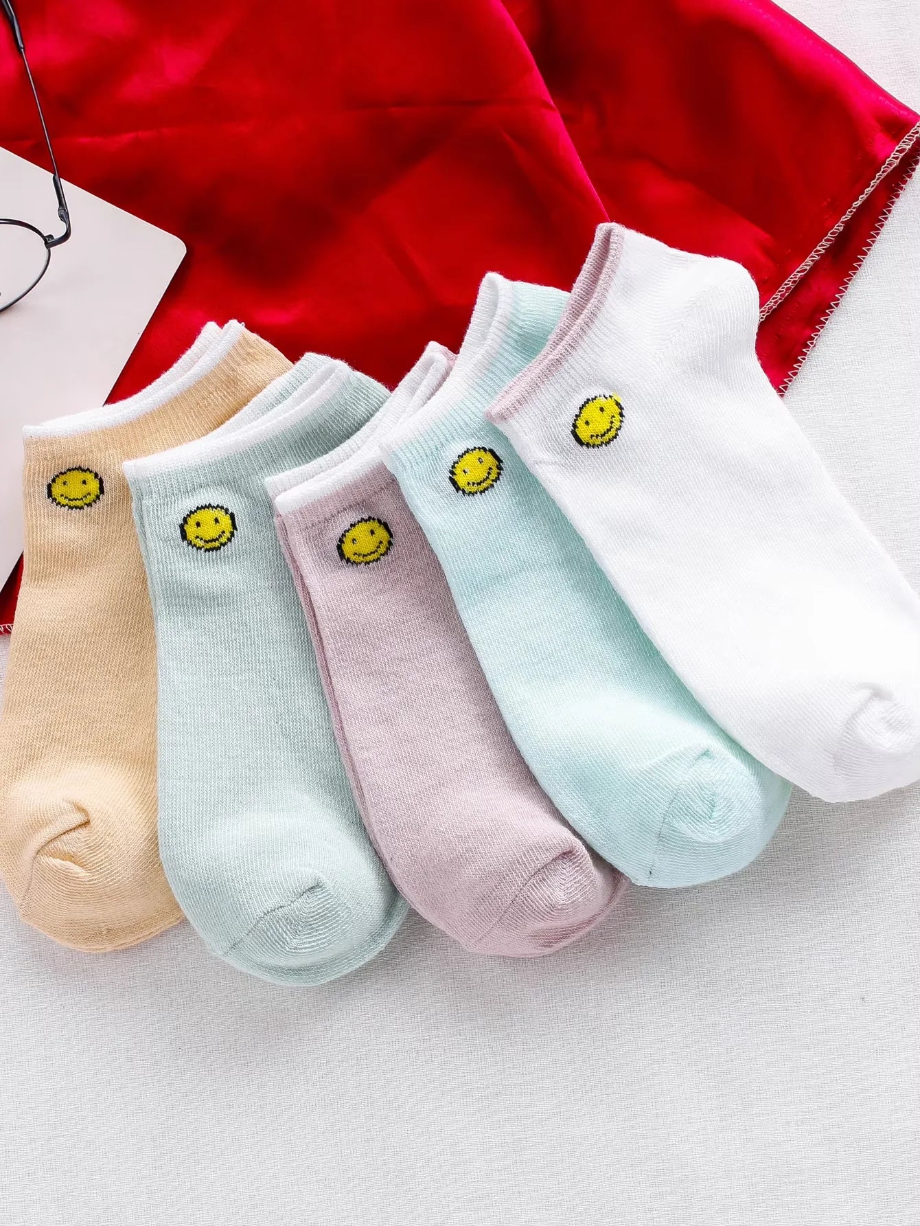 5 Pairs Cute Expression Print Socks, Comfy & Funny All-match Mid Tube Socks, Women's Stockings & Hosiery