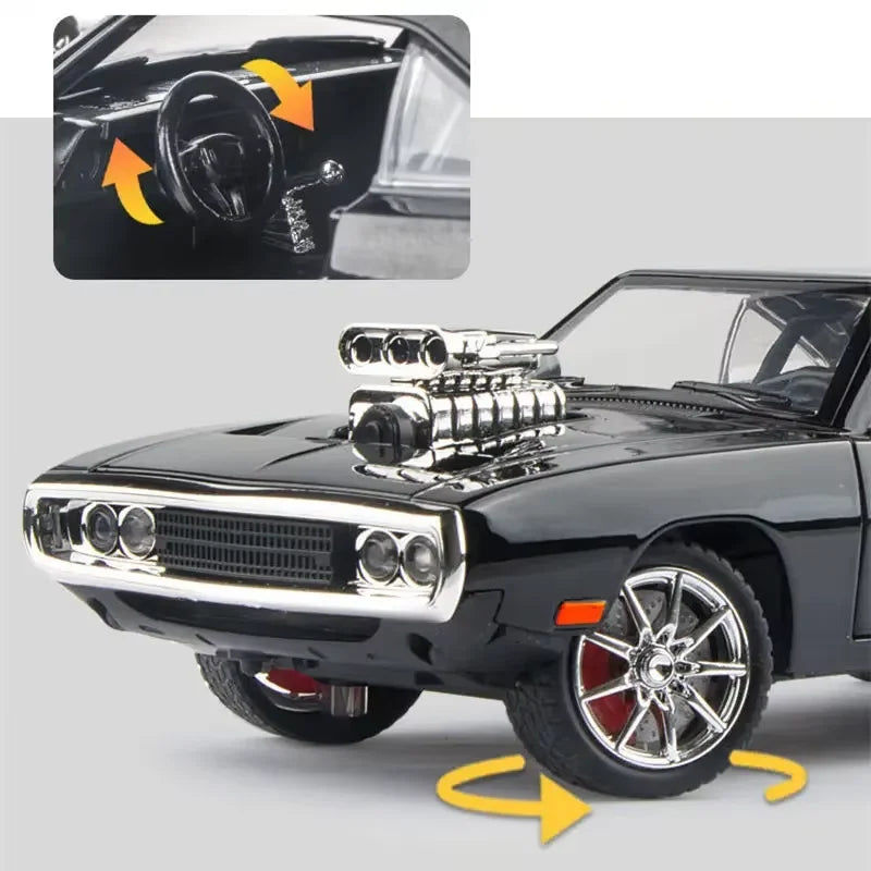 New 1:24 Challenger 1970 Fast & Furious 7 Alloy Car Model Diecasts Toy With Sound and Light Vehicles Decoration Toy For Kid Gift