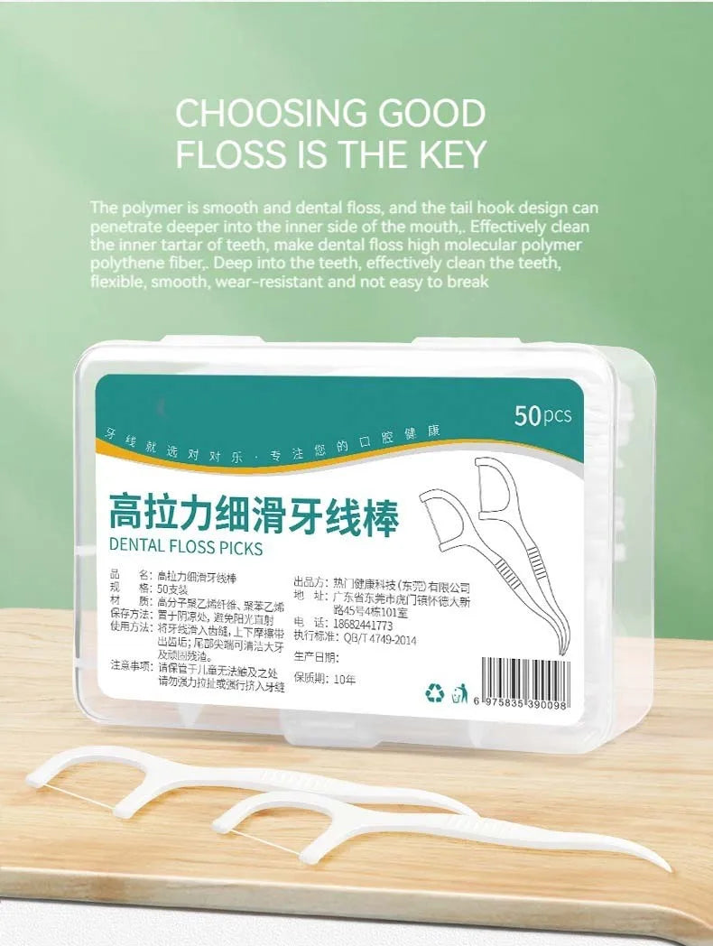 3 PCS Disposable Plastic Toothpick Dental Floss High-tension Smooth Dental Floss Stick Portable Dental Floss Box Dental