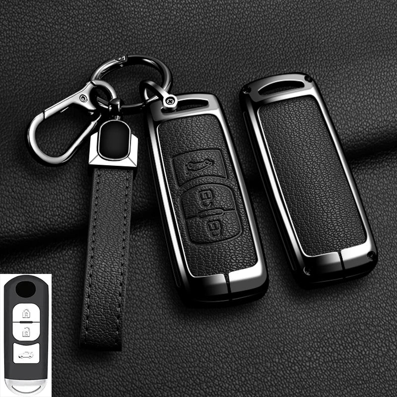 Suitable for Mazda Axela Atenza 3 2 6 CX3 CX5 CX30 CX8 CX9 MX5 SKYACTIV Zinc Alloy Car Key Cover Leather Car Key Bag Holder