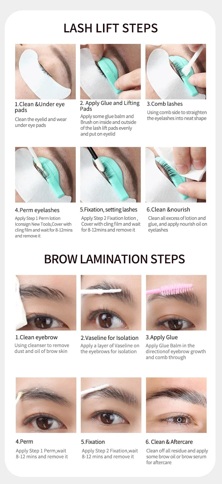 ICONSIGN 10ml Fix Perming Set Lash Eyebrow Lift Perm Fixation Tube Set Lotion 8-12 Minutes Lifting Eyes Makeup Tools