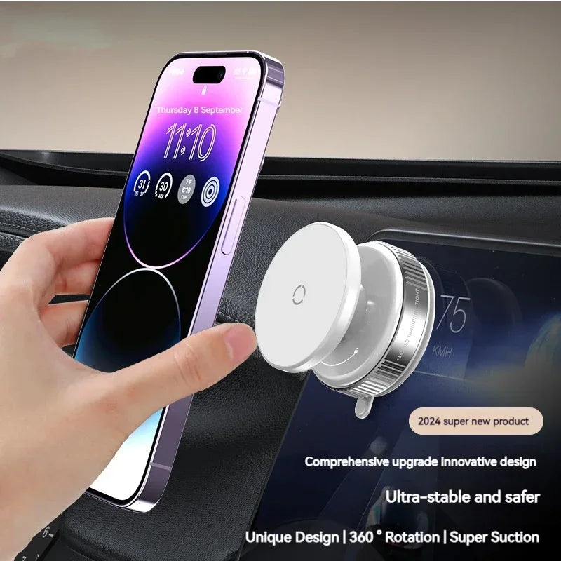 Car Magnetic Phone Holder Vacuum Suction 360° Rotation For Tesla Mirror Wall For iPhone 12~16 Series All Smart Cell Mobile Phone