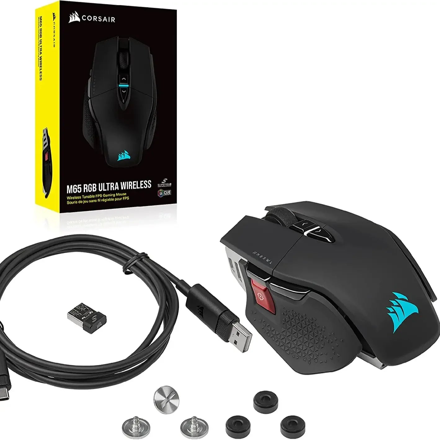 Corsair M65 RGB Ultra Gaming Mouse All New M65 Series Black/White26,000 DPI Optical Sensor, Optical Switches, AXON Hyper-  Mouse