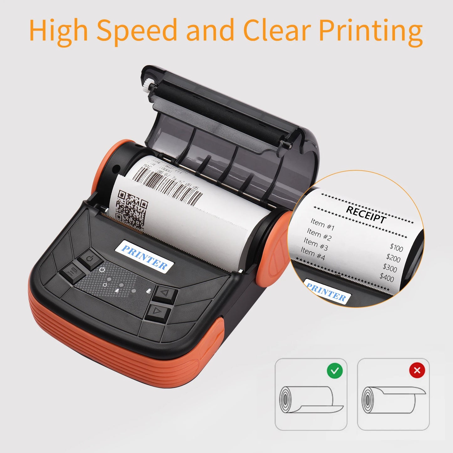 80mm Thermal Printer Portable Receipt Ticket Wireless Bluetooth Mobile SRS Topup Pay Bill Pocket MTP-3 Printer Android Phone PC