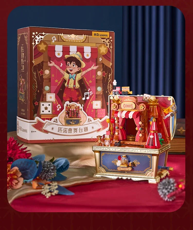 Fairytale Music Box Treasure Chest Fairy Tale Scene Model Bricks Set With Mini Figure Doll Desktop Deco Kids DIY Toys Girl Gifts