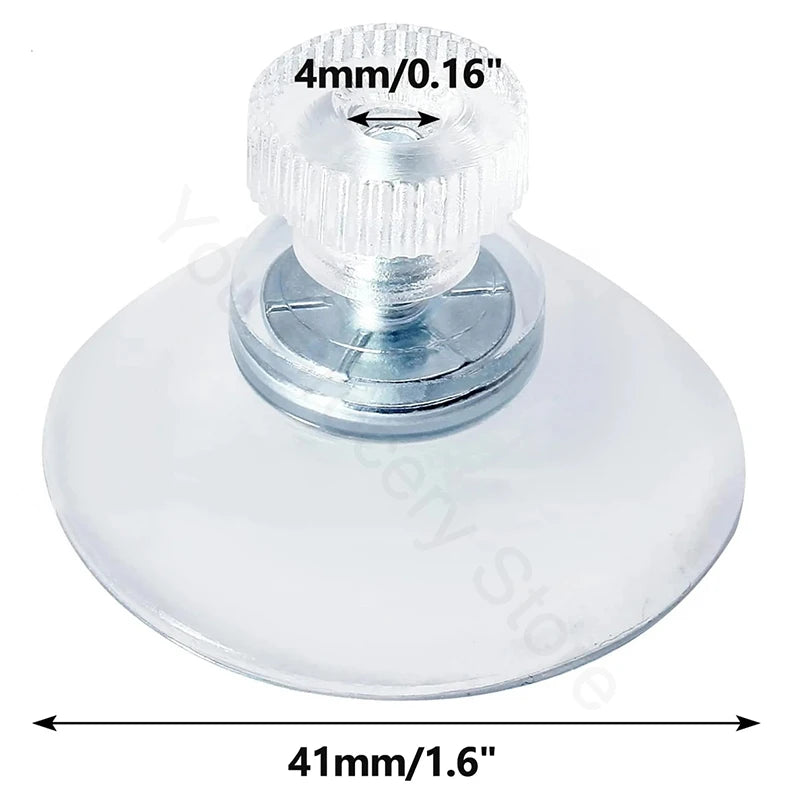 4CM transparent strong PVC suction cup hook with M4 screw rod plastic M5 nut foot pad waterproof storage fixed
