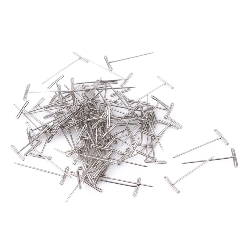 50/100Pcs 27/32/38/45/50MM T Pin Needles Wig Making T Pins for Blocking Knitting Assorted Sizes T-Pins Stainless Steel
