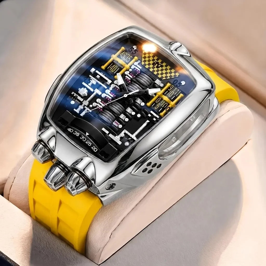 1pcs Men's black dial alloy strap vintage fashion tonneau sporty details Quartz Watch for business party holiday