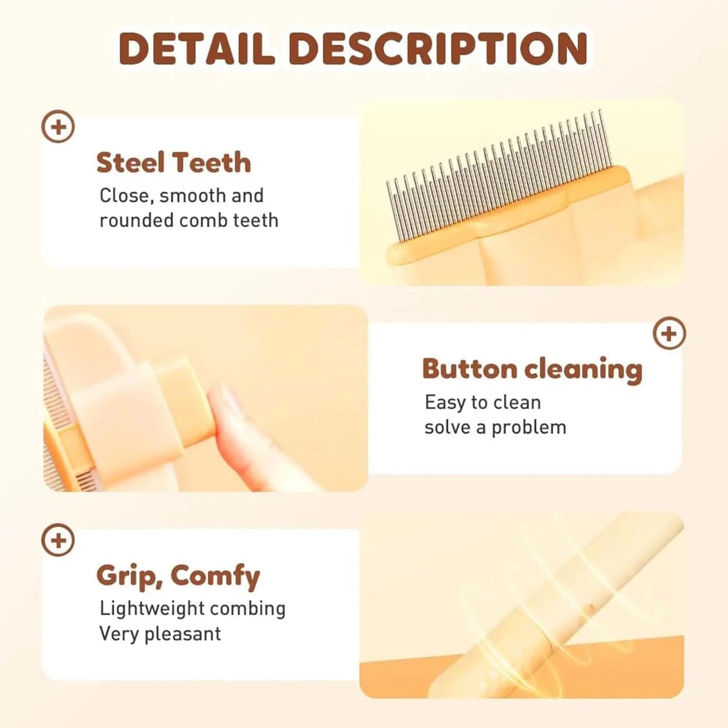 Brush for Cats Pet Cat Comb Dog Comb for Dogs and Cats Cat Dog Pets Grooming Brush for Cleaning Shedding Hairs Pet Cleaning Comb