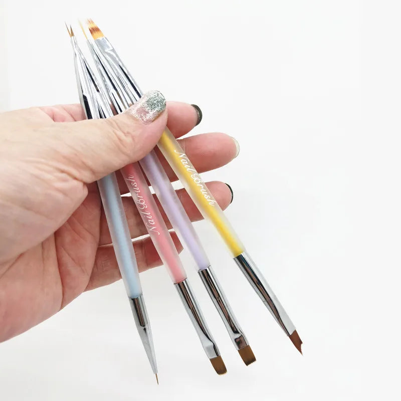 Double Head Crystal Handle Nail Brush Liner Brush Painting Pen Gel Brush Crystal Nail Art Manicure