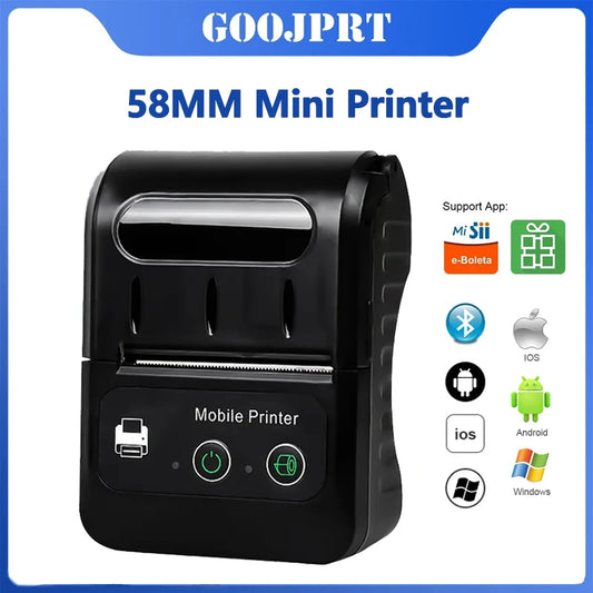 58mm Portable Mini Thermal Printer Receipt Ticket Printer Mobile Pocket Wireless Bluetooth Bill Android Phone PC Printe