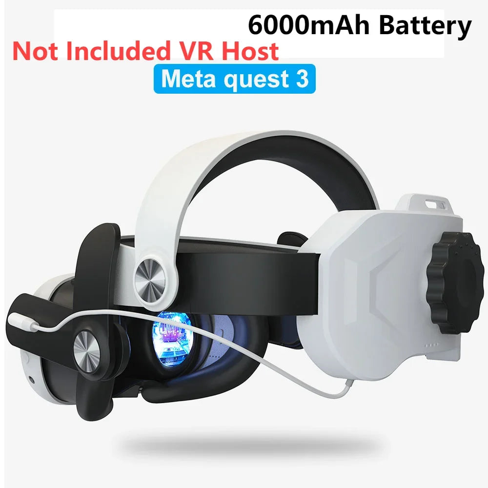 Head Strap For Meta Quest 3 Comfort Sponge VR Headwear Charging Headset with Built-in 8000/6000mAh Batteries For VR Accessories
