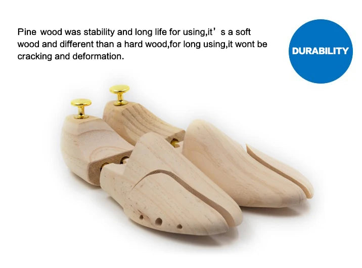 Men's and Women's Shoe Trees Twin Tube Adjustable New Zealand Pine Wood Shoe Tree