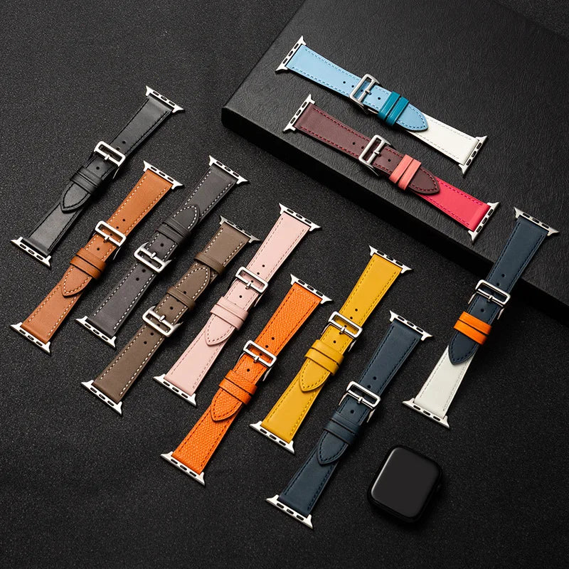 Leather Loop Band for Apple Watch Ultra 49mm 45mm 40mm Sport Strap Wristband Bracelet for IWatch Series 10 9 8 7 6 3se 42mm 46mm