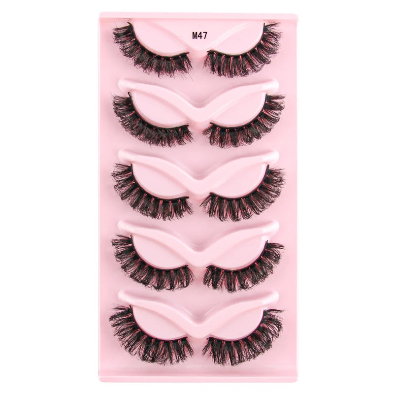 3/5 Pairs Cat Eye False Lashes Natural Short Fluffy Eyelashes Wispy Half False Eyelashes Eye End Extension Faux Mink Makeup