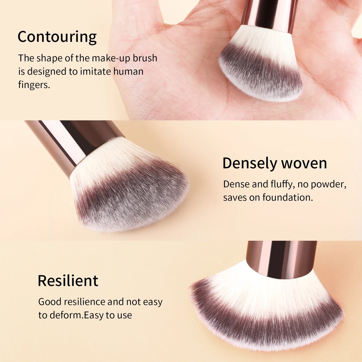 Aluminum base Contour brush soft and fluffy powder brush Makeup Brush Seamless Finish Brush Fiber Hair Design Single Face Brush