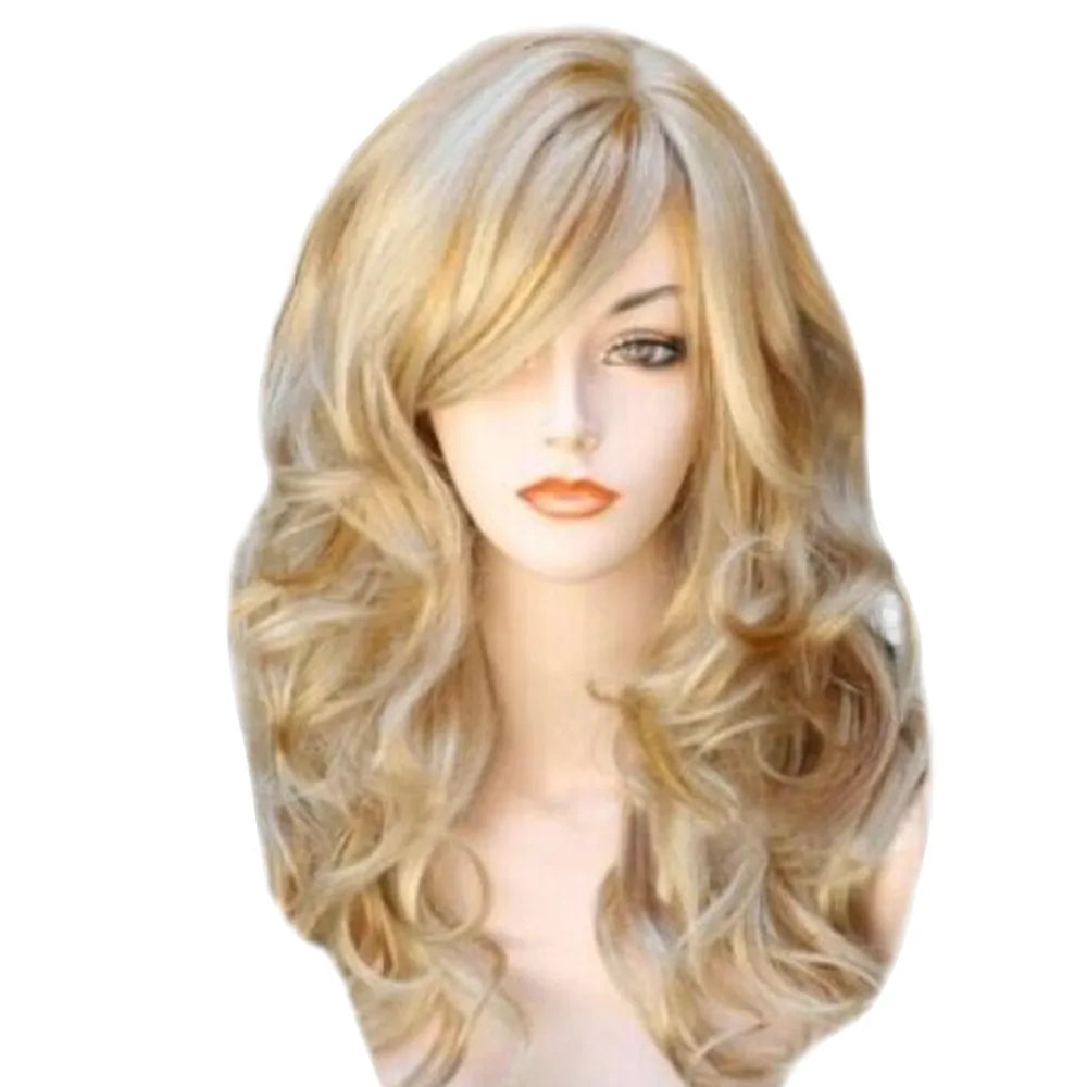 Blonde Wigs Wavy Curly Long Heat Resistant Fiber  Costume Party  Wigs for Women