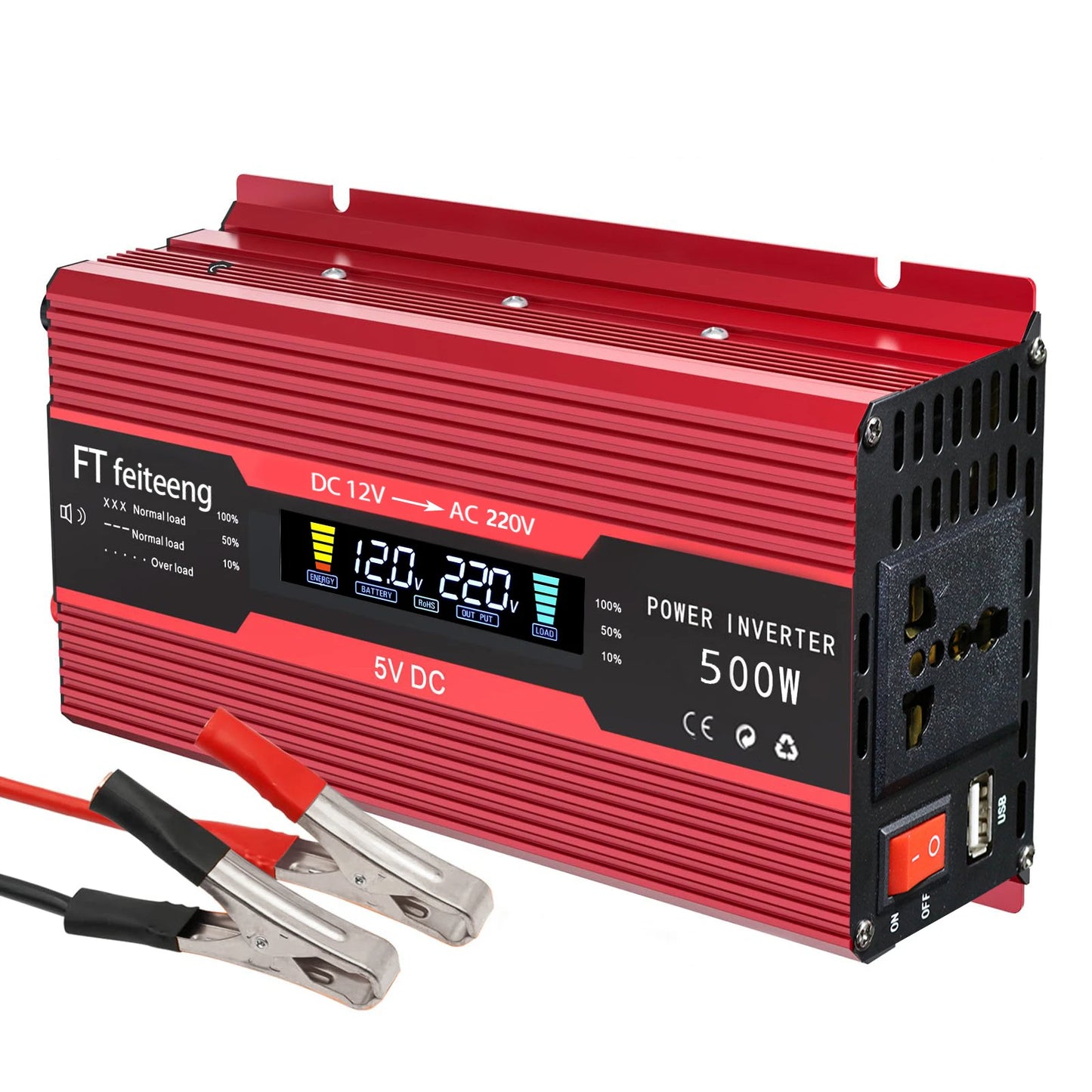 12V To 220V/230V 2000W Power Inverter LCD Display  Solar Inverter Dual USB Fast Charging for Phone Laptops Car