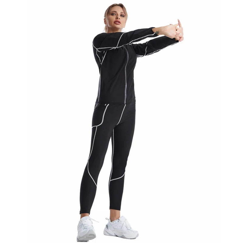 Sauna Sweat Suits Polymer Sweat Suit Waist Trainer Suits Hot Sweating Jacket Leggings Fat Burn Suit Weight Loss Corset Top Pants