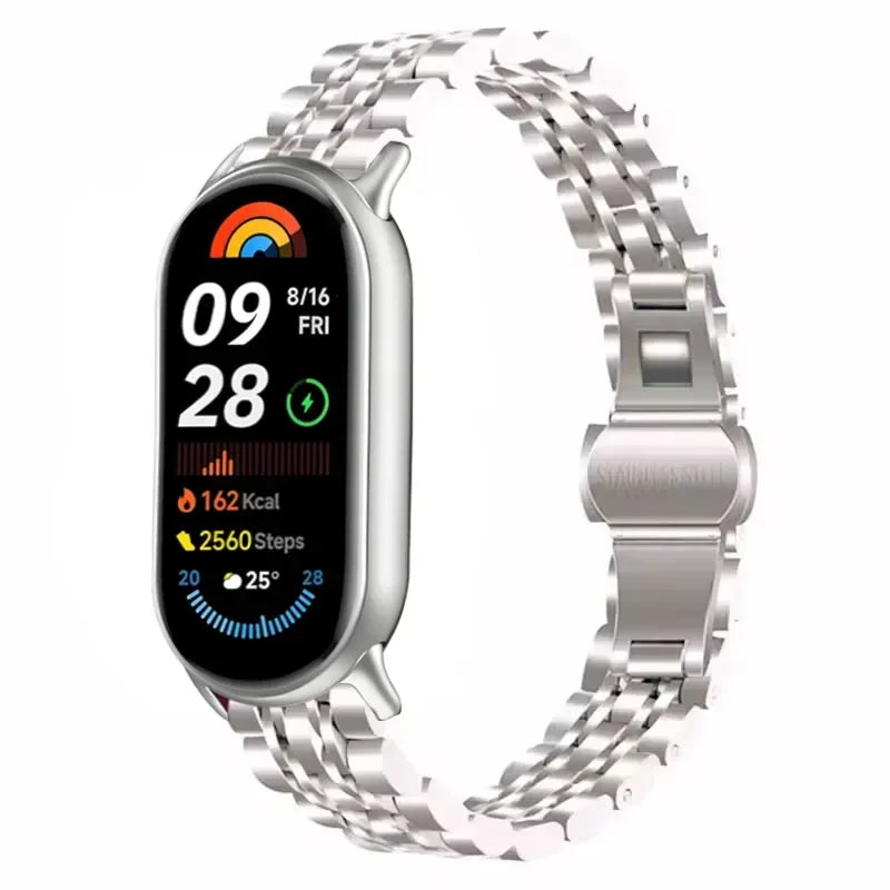 Metal Strap for Xiaomi Mi Band 10 9 8 Smartwatch Stainless Steel Comfortable Band for Miband 10 9 8 Replacement Bracelet Correa