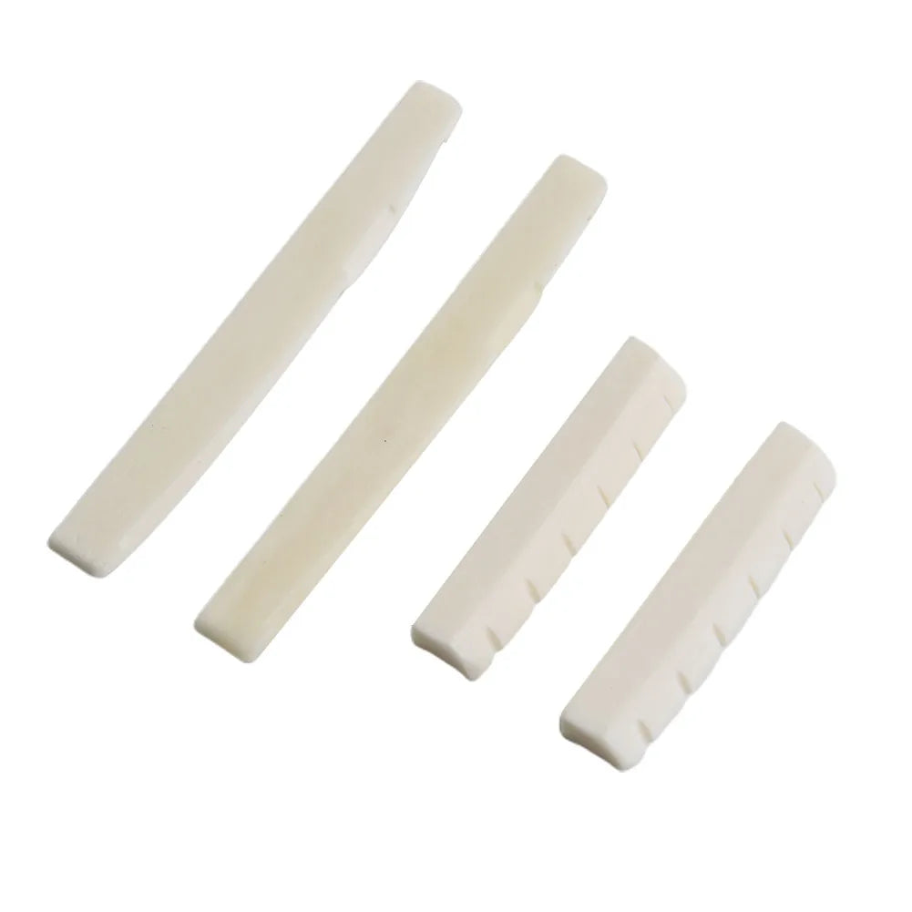 2 Sets 4 Pcs 6 String Acoustic Guitar Bone Bridge Saddle 72mm And Nut 43mm Cow Bone Nut Top Folk Pillow Folk Bottom Pillow