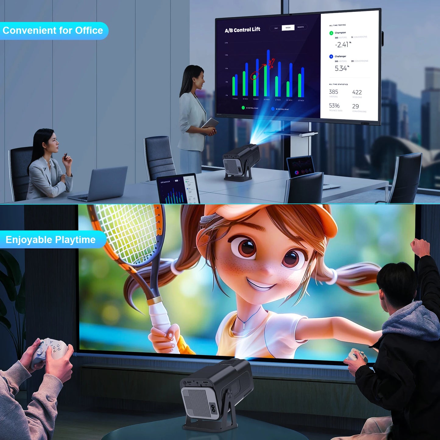 Magcubic Netflix Officially Licensed Android 13 HY320 NTV Mini Projector With Amlogic S950D4 1080P 500ANSI Dual WiFi BT5.2 Voice