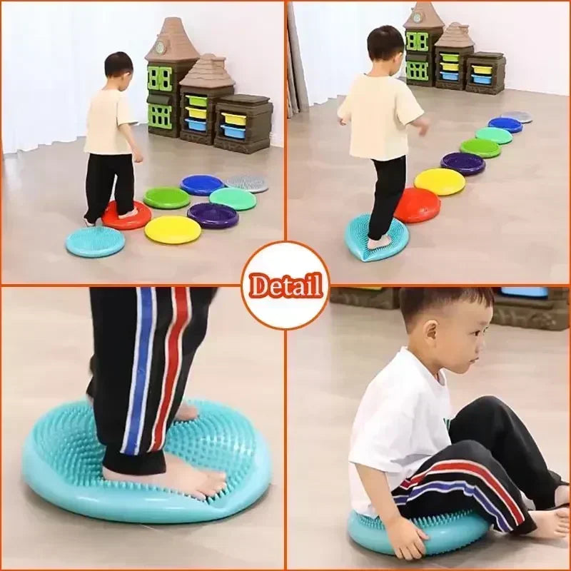 Hot Montessori Children Toys PVC Balance Stone Inflatable Cushion Sensory Integration Training Tactile Sensing Party Social Game
